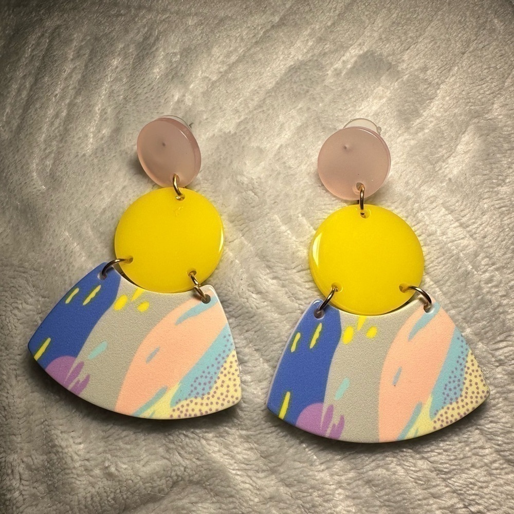 Geometric Graffiti Drop Earrings